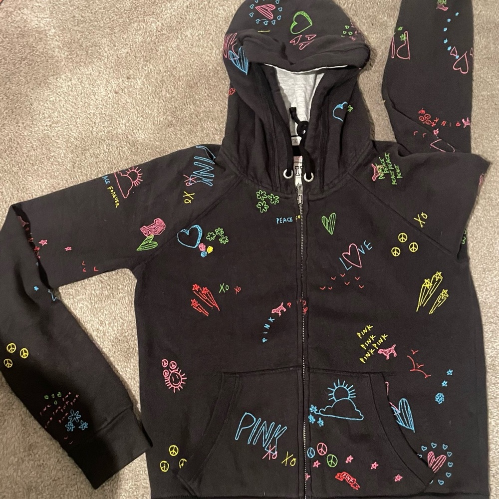 PINK Victoria's Secret HTF. RARE. VINTAGE 03/05, sz. MEDIUM  GRAFFITI HOODIE